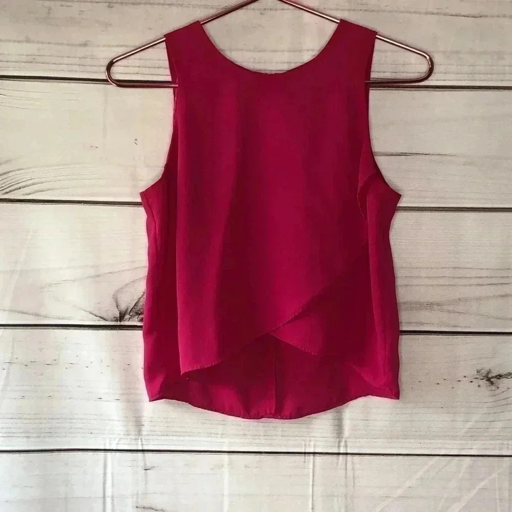 Romeo + Juliet Couture Blouse Women S Pink Layered Tulip Front Sleeveless Top
